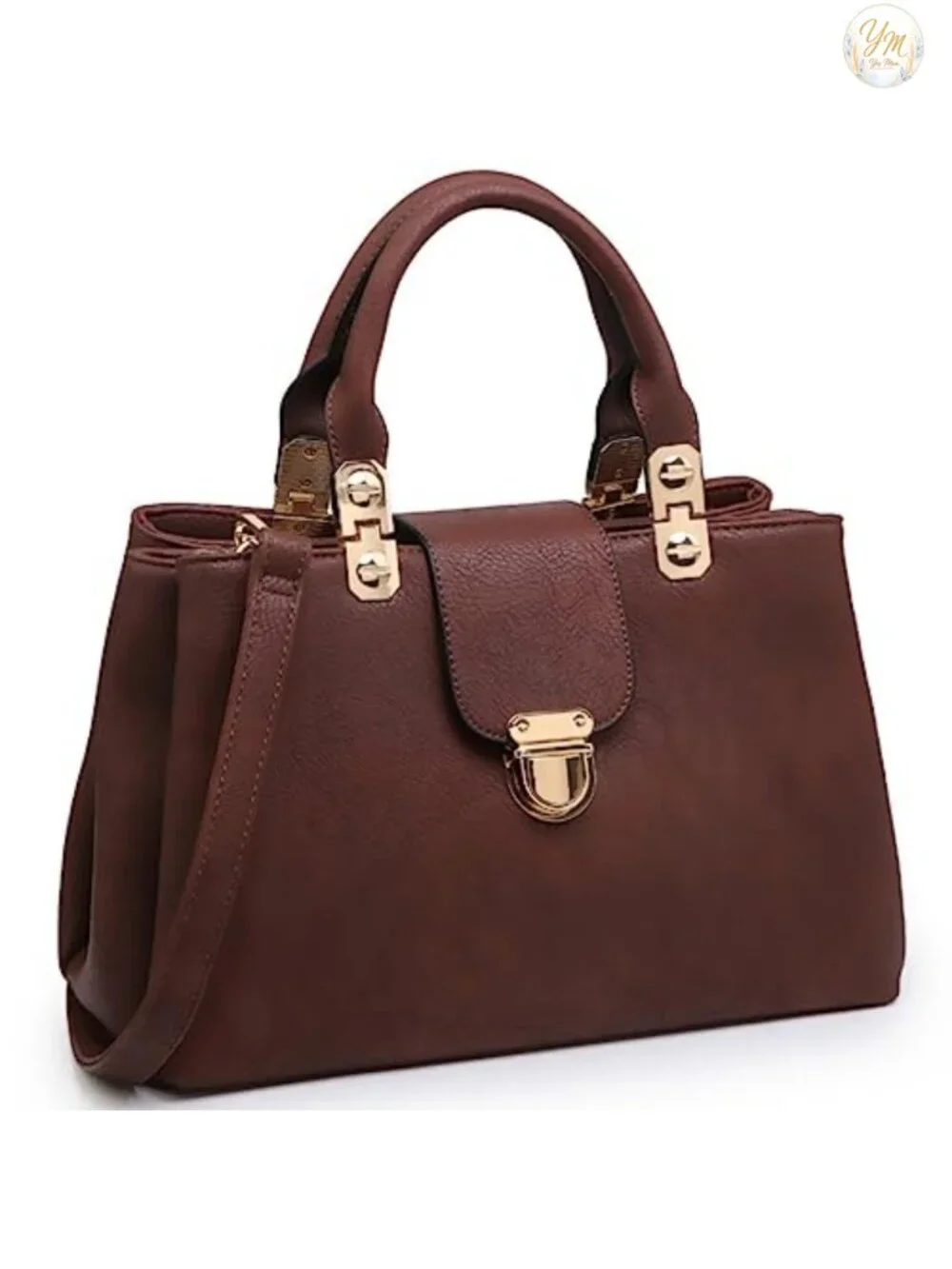 Vegan Leather Satchel Handbag Top Handle Tote with Detachable Shoulder Strap